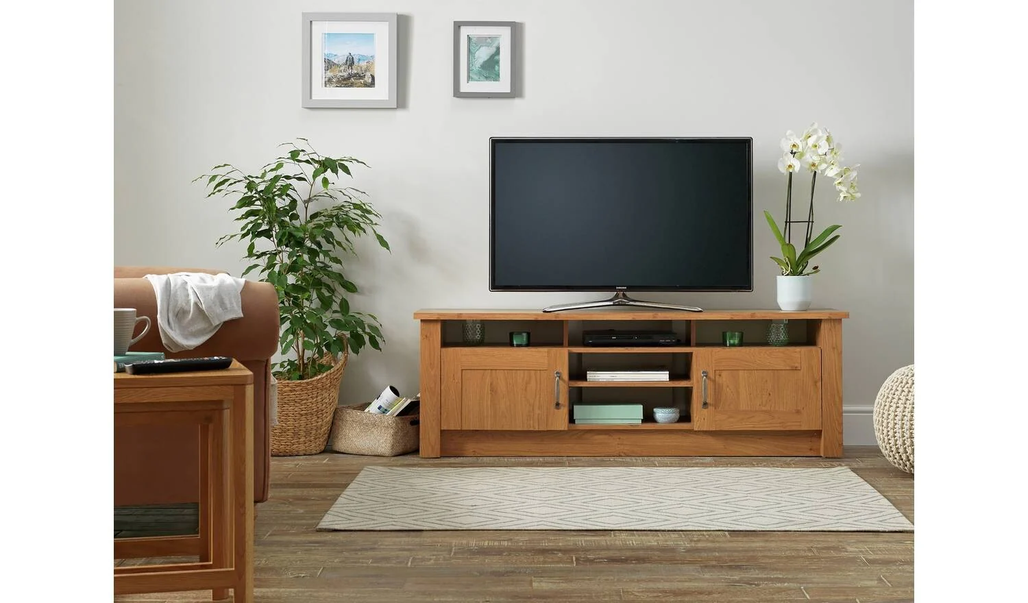 Ohio TV Unit Oak Effect Media Storage Cabinet Living Room Furniture - Image 3