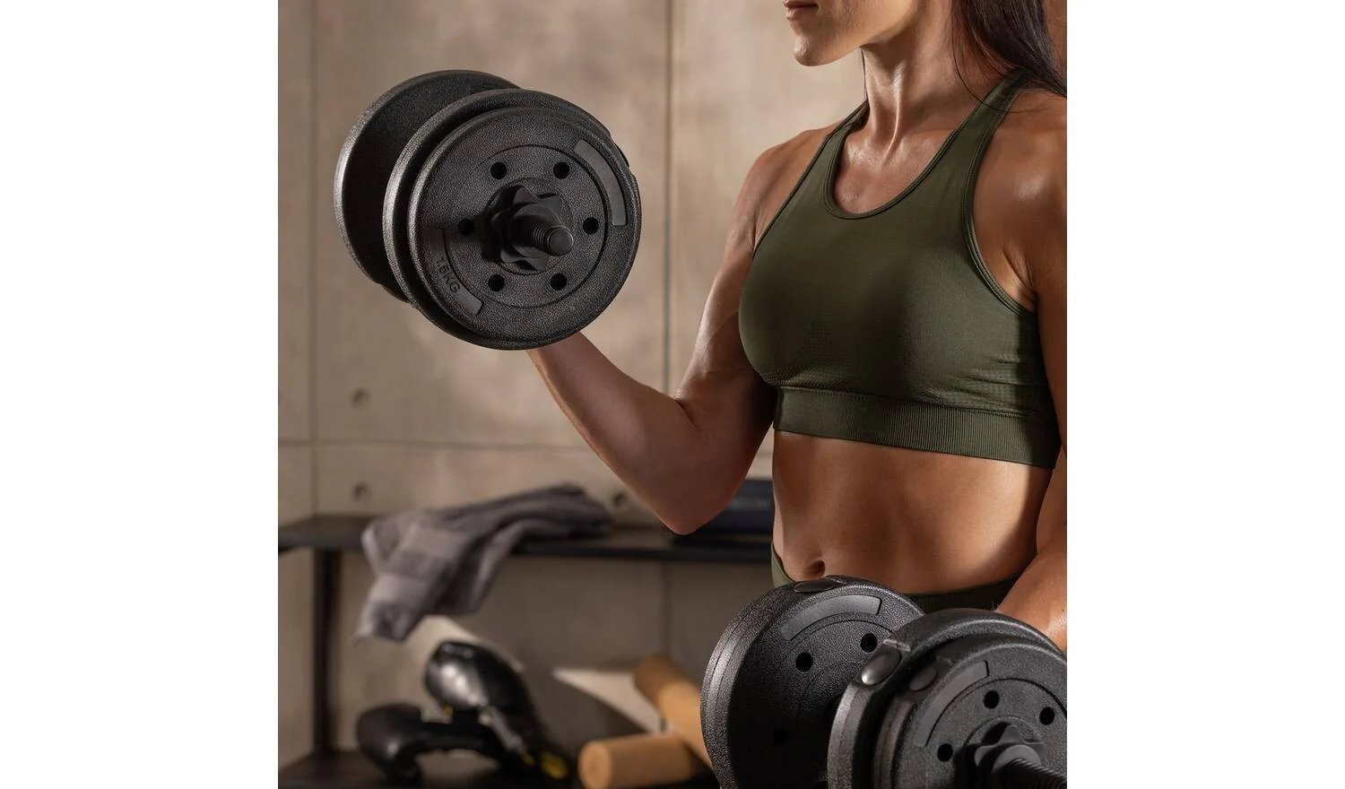 Opti Vinyl Barbell and Dumbbell Set 35kg Home Gym Strength Training - Image 5