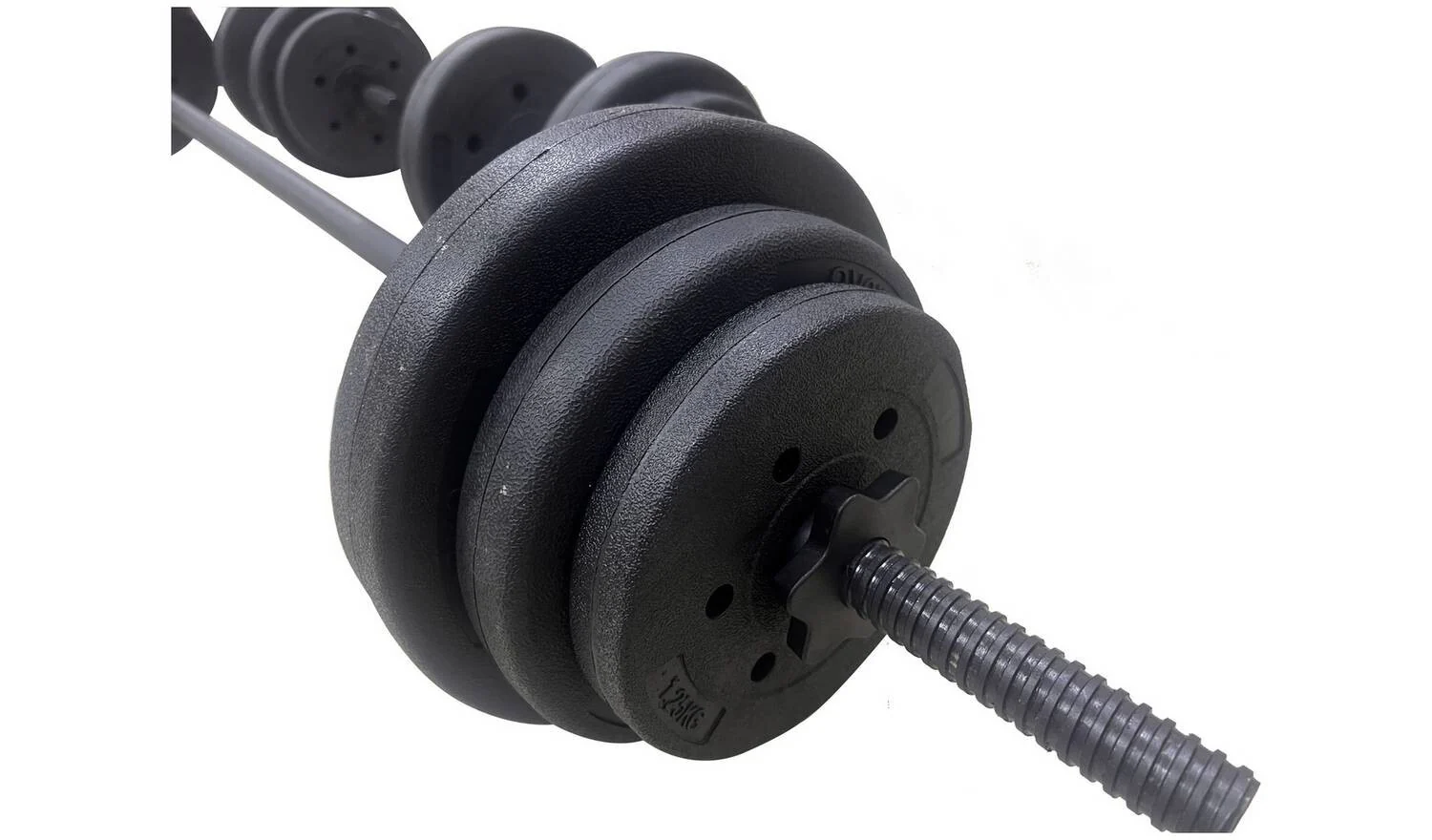 Opti Vinyl Barbell and Dumbbell Set 35kg Home Gym Strength Training - Image 6