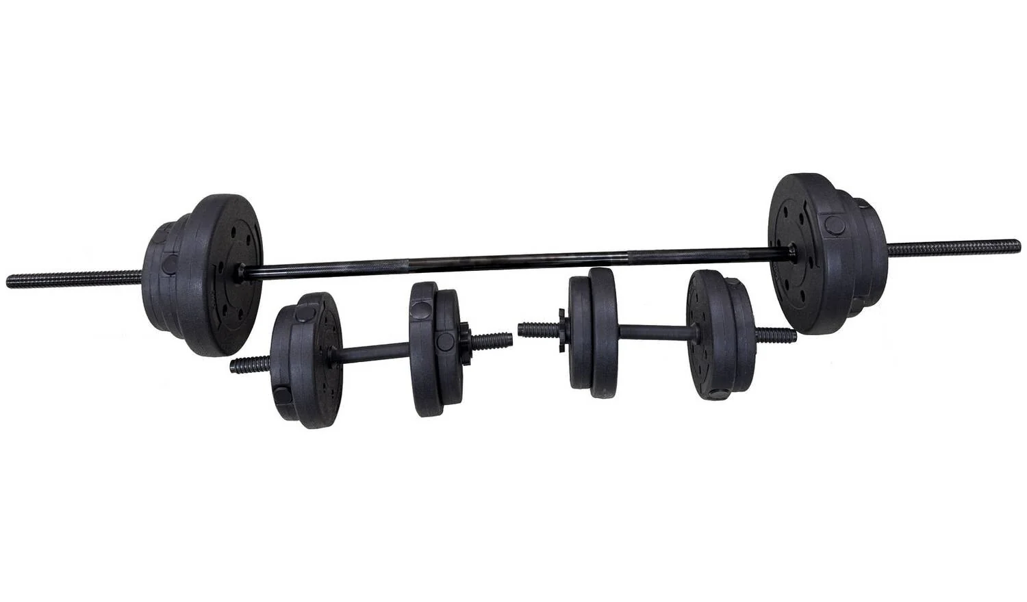 Opti Vinyl Barbell and Dumbbell Set 35kg Home Gym Strength Training - Image 9