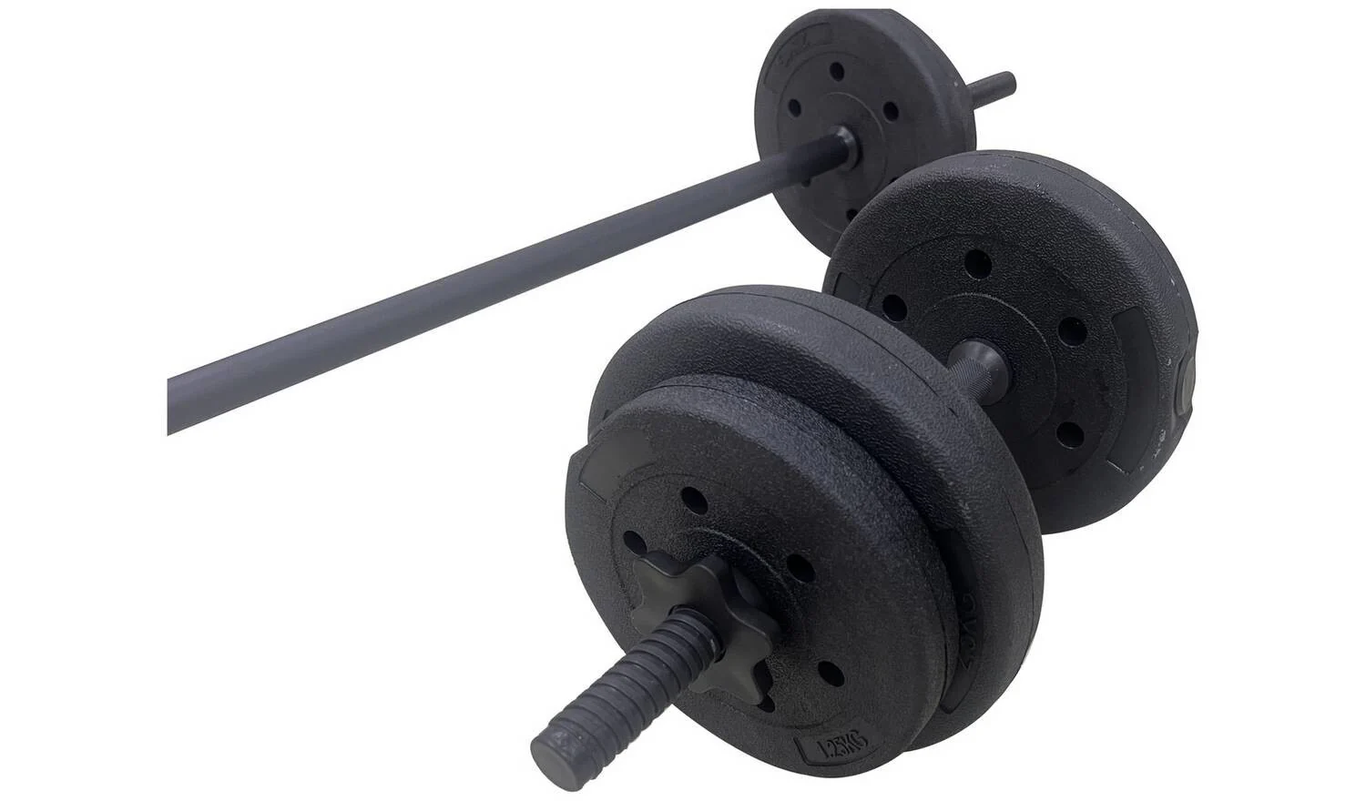 Opti Vinyl Dumbbell and Barbell Set 25kg Home Gym Weight Lifting Fitness - Image 5