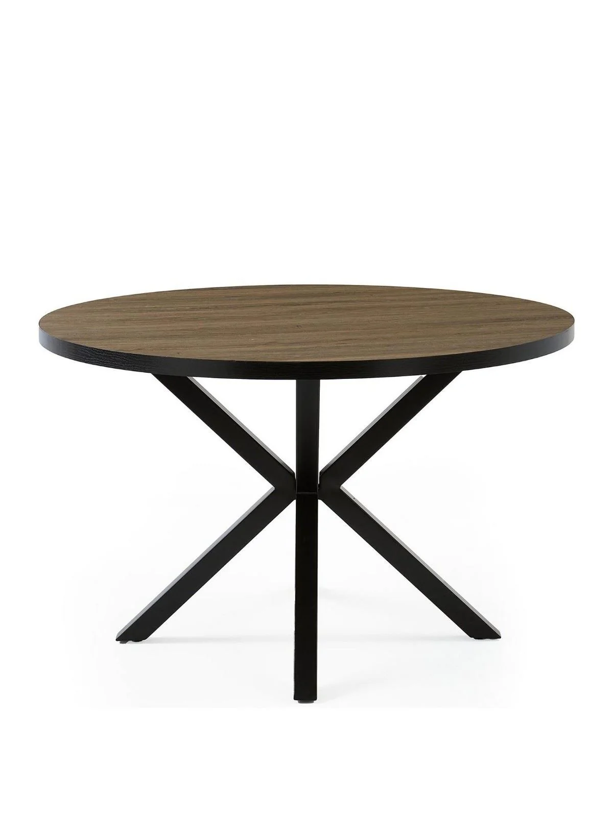 Oslo 120 cm Round Dining Table Oak & Black Modern Dining Room Furniture - Image 2