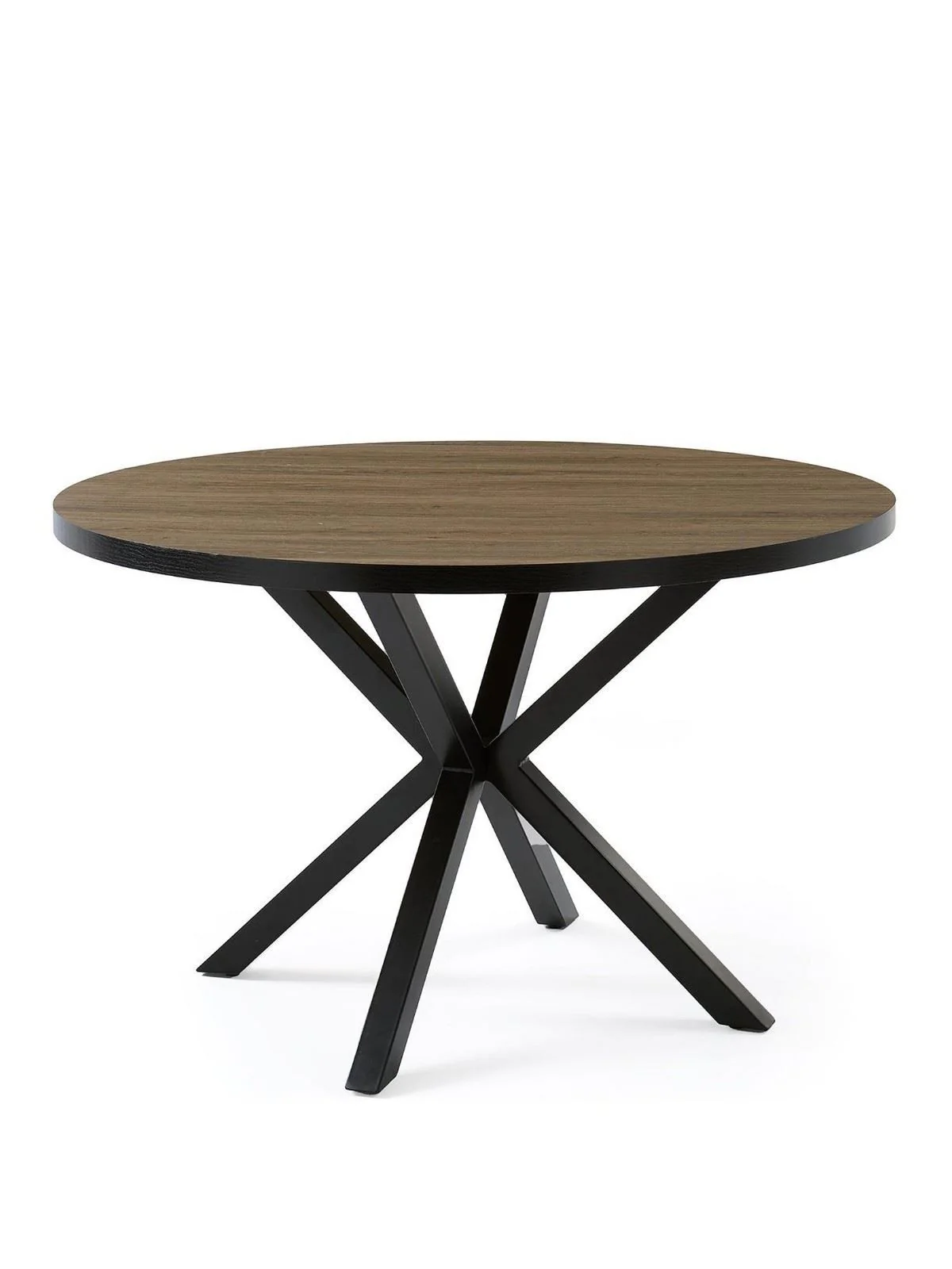 Oslo 120 cm Round Dining Table Oak & Black Modern Dining Room Furniture - Image 3