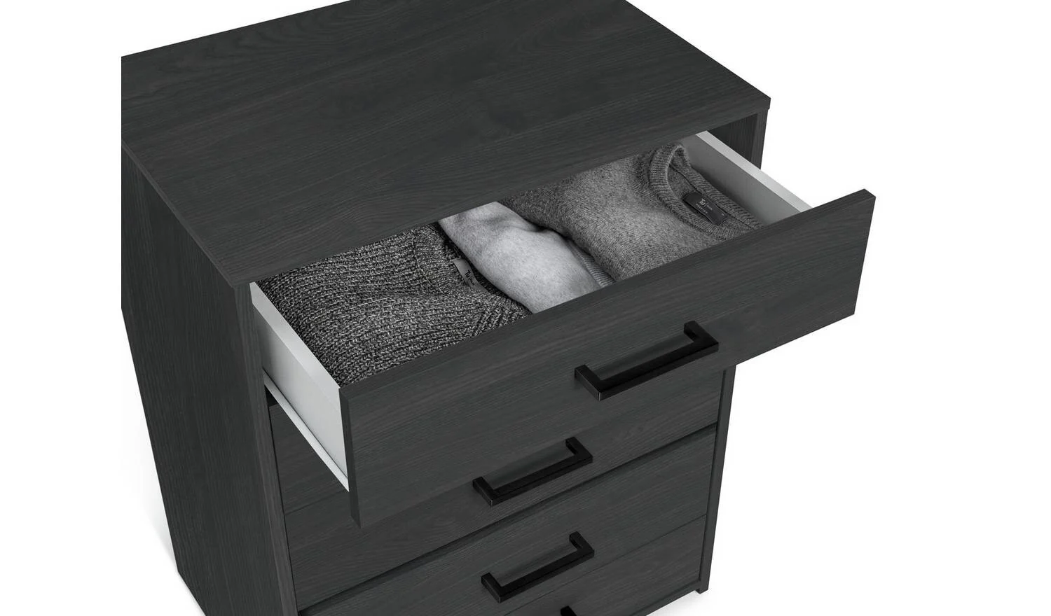 Oslo 5 Drawer Chest Black Oak Effect Storage Organiser Bedroom Furniture - Image 4