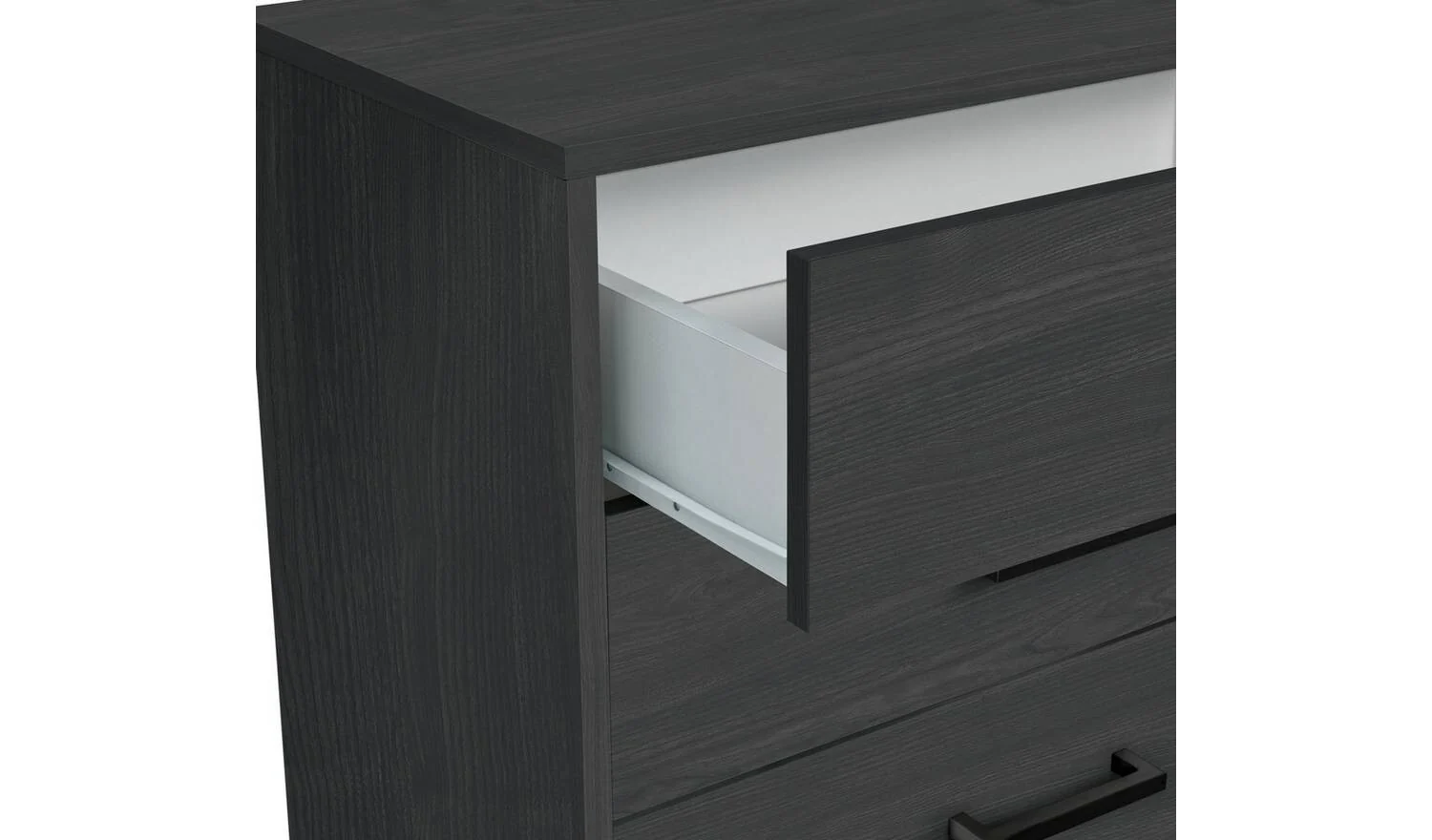 Oslo 5 Drawer Chest Black Oak Effect Storage Organiser Bedroom Furniture - Image 5