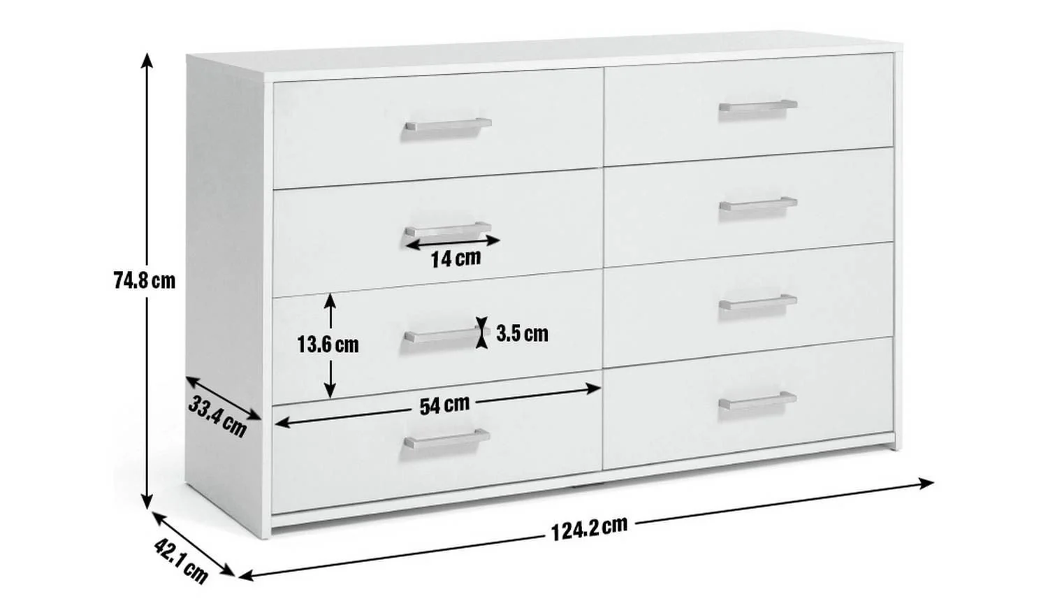 Oslo 8 Drawer Chest White Modern and Spacious Bedroom Storage Solution - Image 2