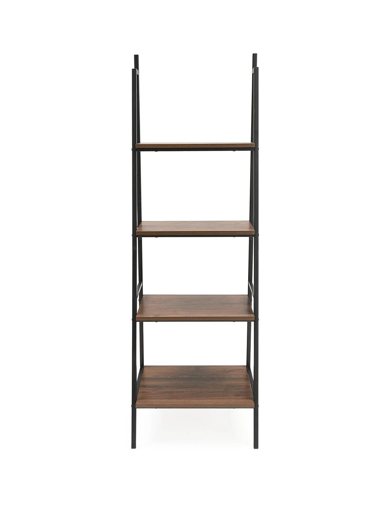 Otis 4 Tier Open Ladder Shelf Unit Walnut Storage Display Bookcase - Image 2