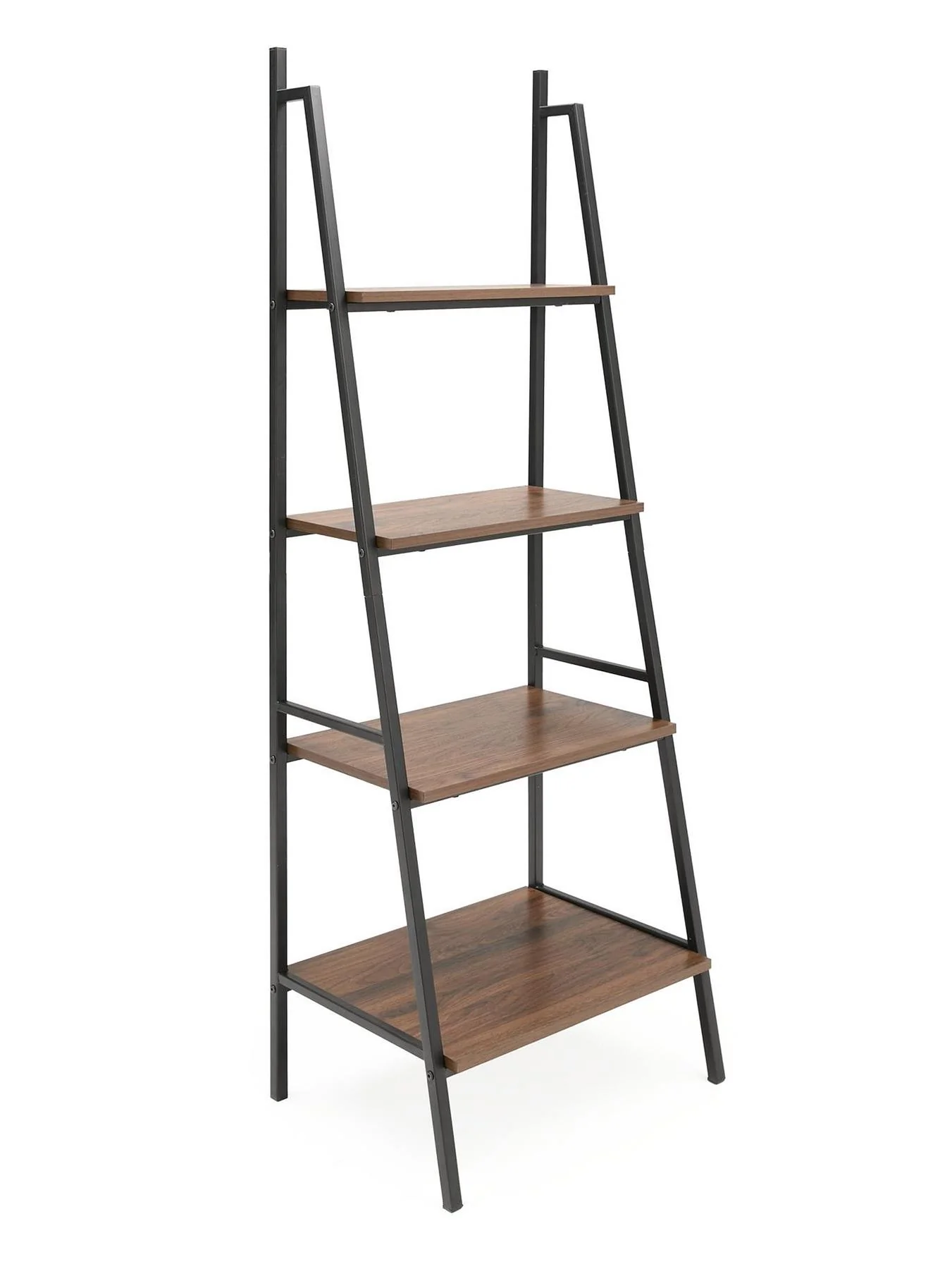 Otis 4 Tier Open Ladder Shelf Unit Walnut Storage Display Bookcase - Image 3