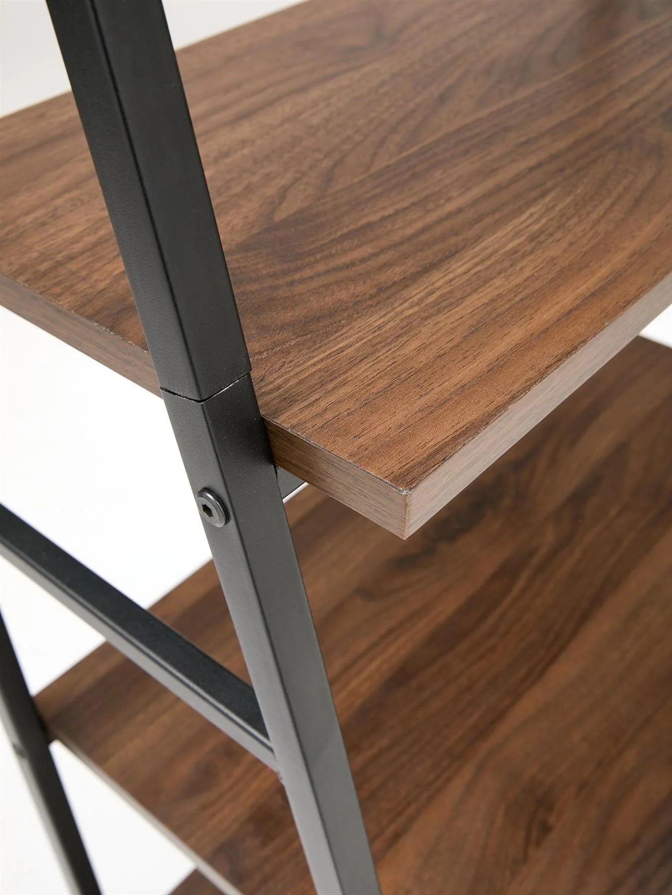 Otis 4 Tier Open Ladder Shelf Unit Walnut Storage Display Bookcase - Image 4