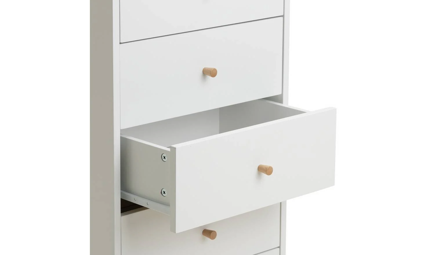 Otto 5 Drawer Tallboy White Storage Organiser Bedroom Furniture Drawers - Image 3