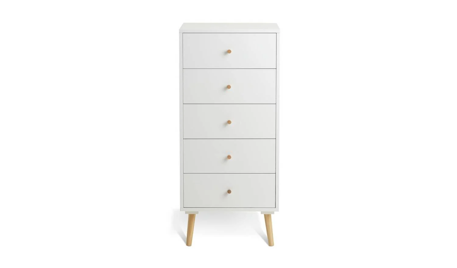 Otto 5 Drawer Tallboy White Storage Organiser Bedroom Furniture Drawers - Image 7