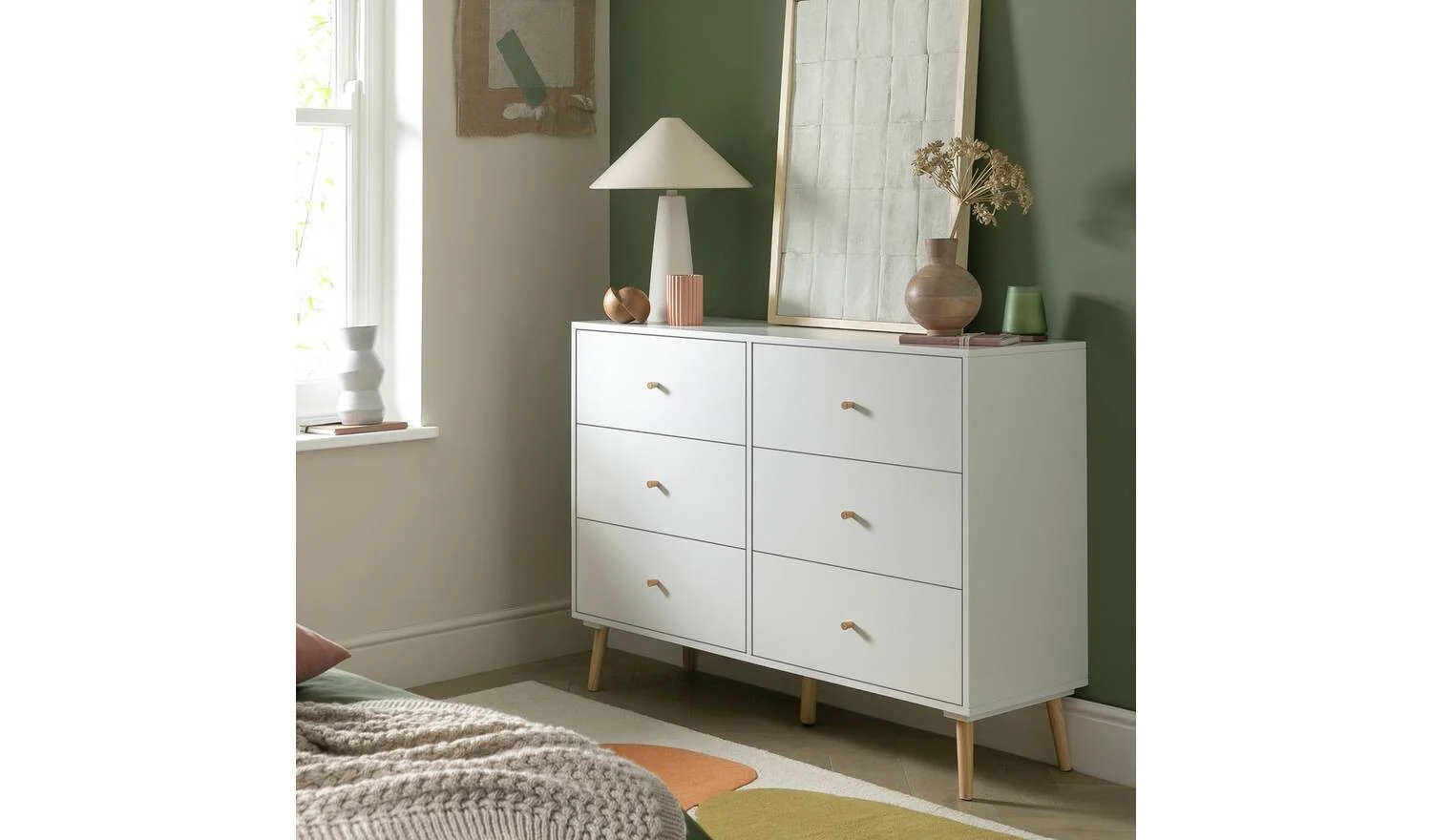 Otto 6 Drawer Chest White Storage Organiser Bedroom Furniture - Image 2