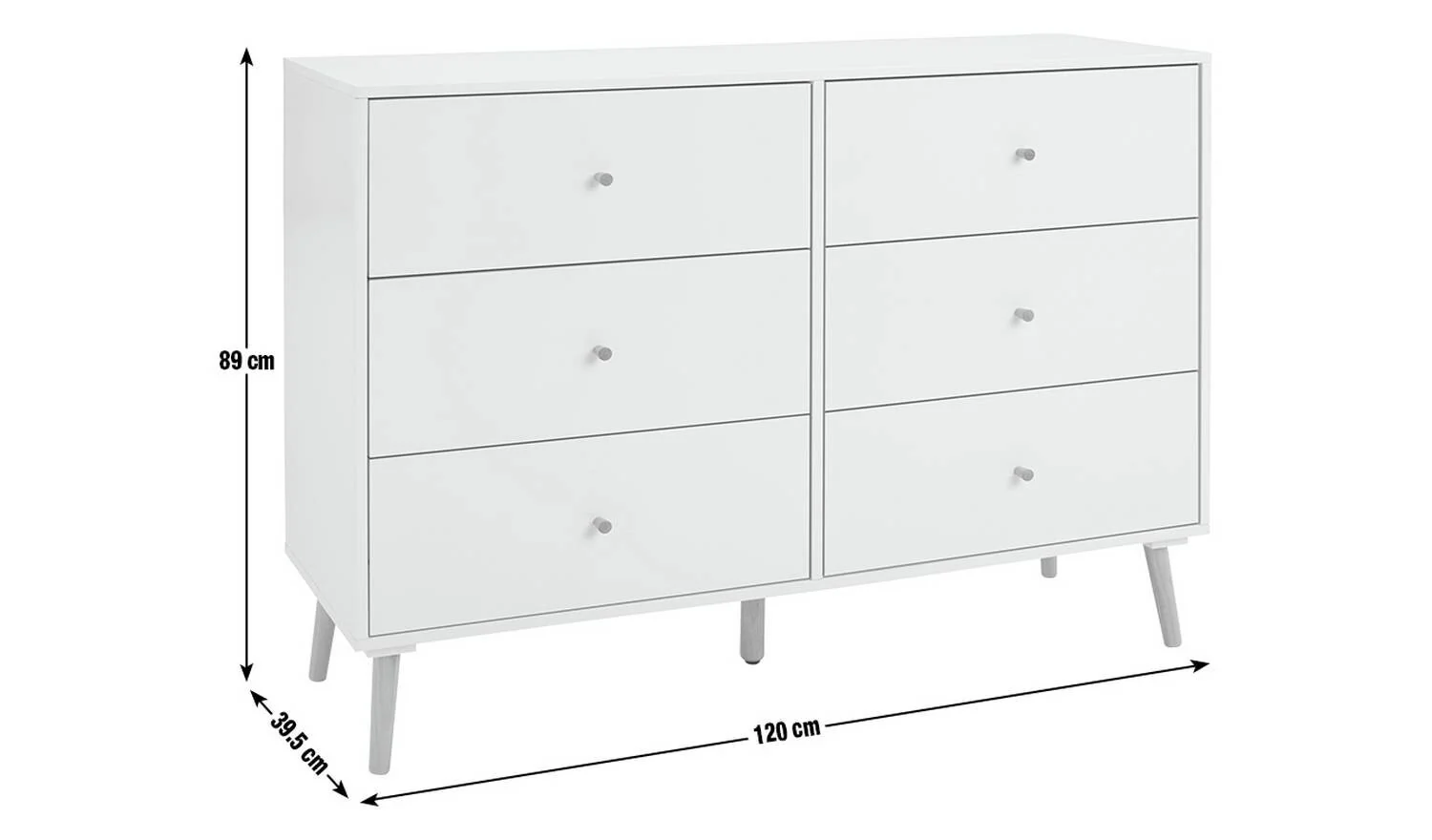 Otto 6 Drawer Chest White Storage Organiser Bedroom Furniture - Image 8