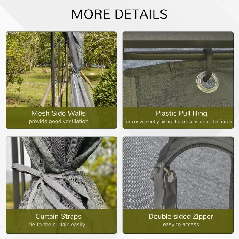 Outsunny 2 Tier Garden Gazebo with Mesh Curtains 3000x3000mm Grey - Image 5