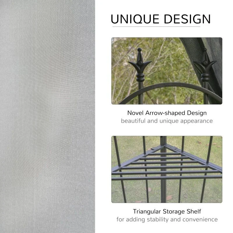 Outsunny 2 Tier Garden Gazebo with Mesh Curtains 3000x3000mm Grey - Image 6