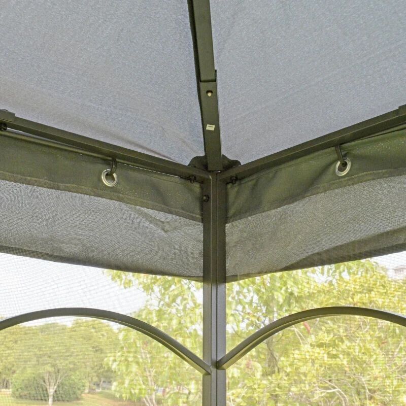 Outsunny 2 Tier Garden Gazebo with Mesh Curtains 3000x3000mm Grey - Image 7
