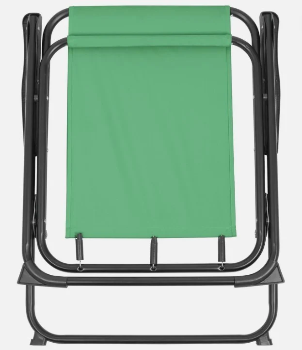 Pair Metal Beach Chairs Black Green Foldable Outdoor Garden Furniture - Image 5