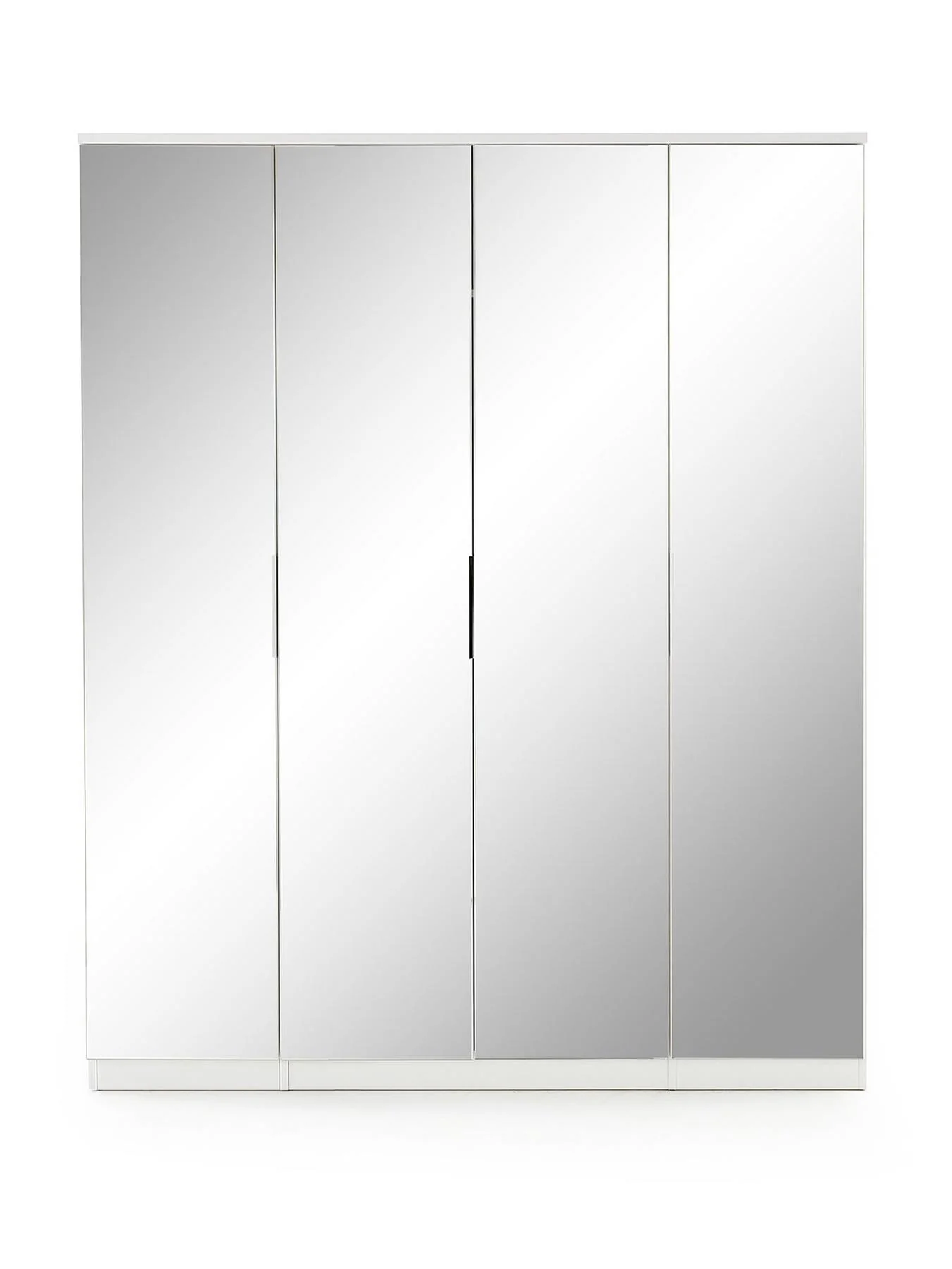 Palma 4 Door Mirrored Wardrobe White Freestanding With Shelves UK - Image 2