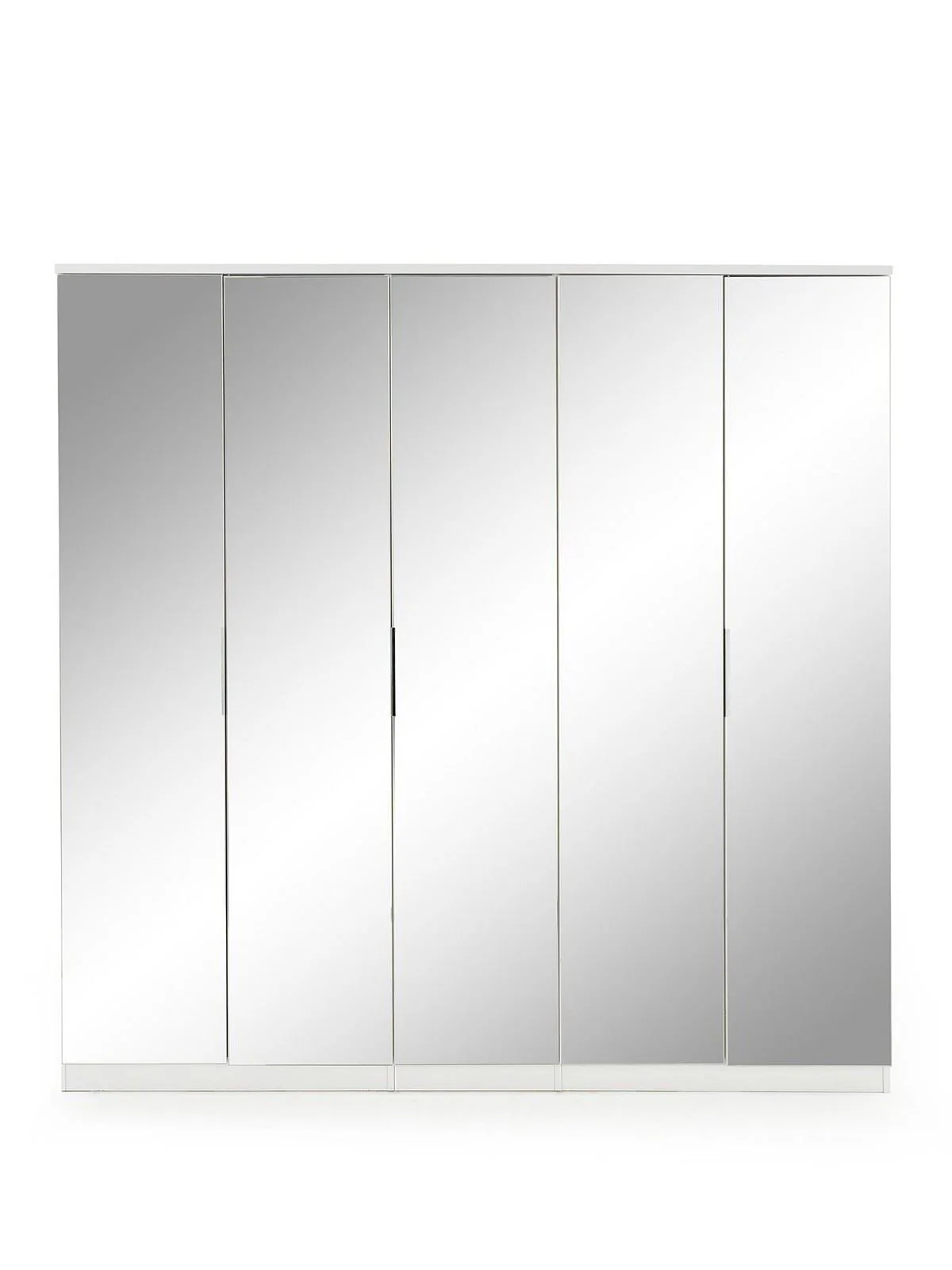 Palma 5 Door Wardrobe White | Mirrored Doors | 202cm Wide Storage - Image 2