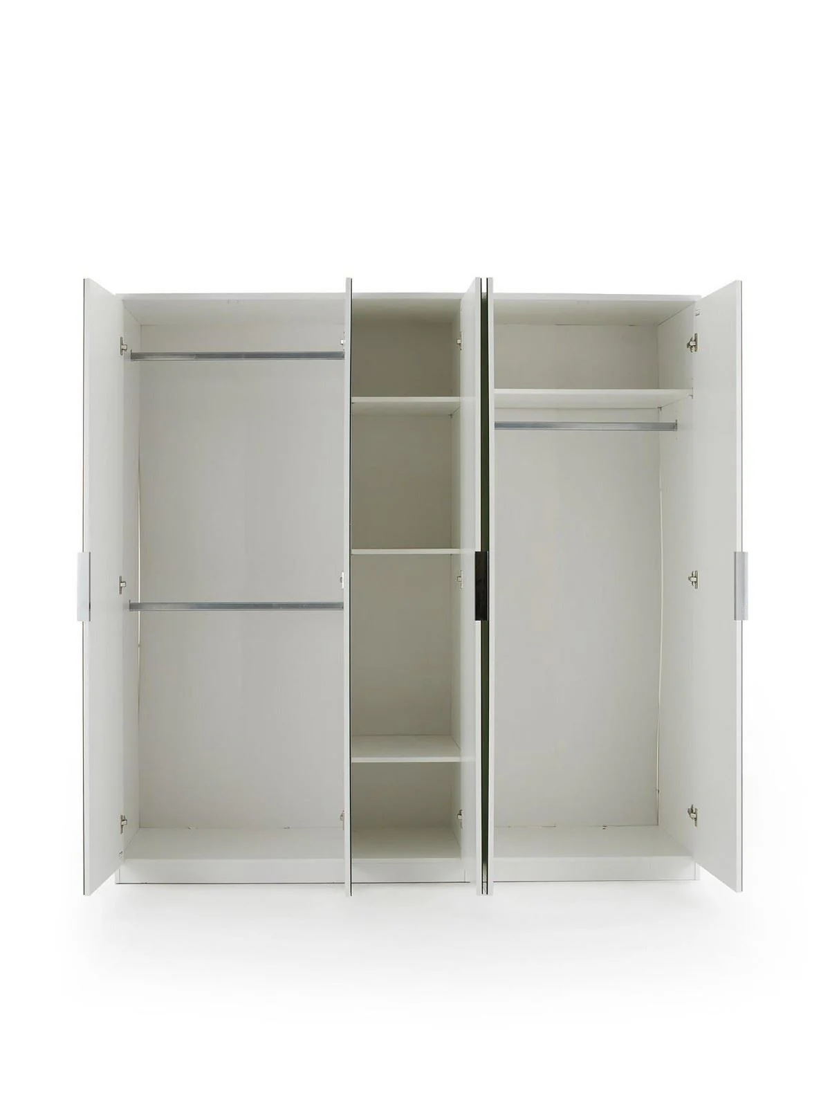 Palma 5 Door Wardrobe White | Mirrored Doors | 202cm Wide Storage - Image 4