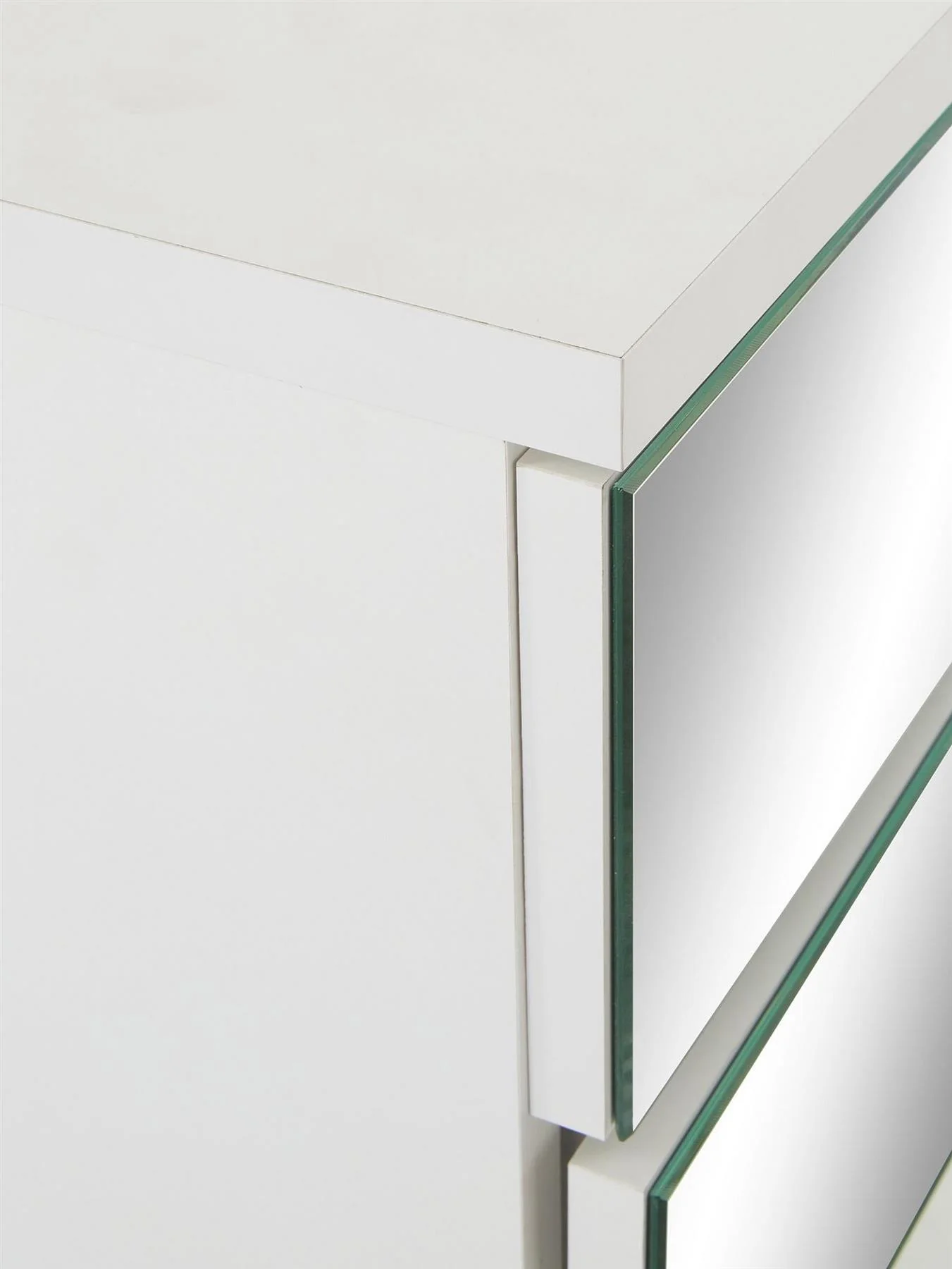 Palma Mirrored 5 Drawer Chest White For Small Spaces Easy Assembly - Image 5