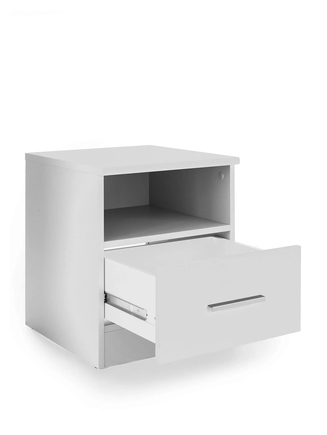 Panama 1 Drawer Bedside Cabinet White Modern Bedroom Furniture Nightstand - Image 4