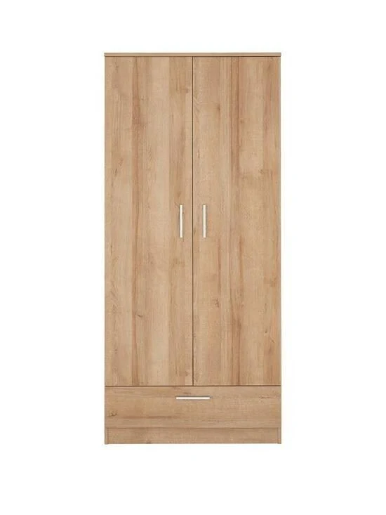 Panama 2 Door 1 Drawer Wardrobe Oak Stylish and Functional Bedroom Storage - Image 2
