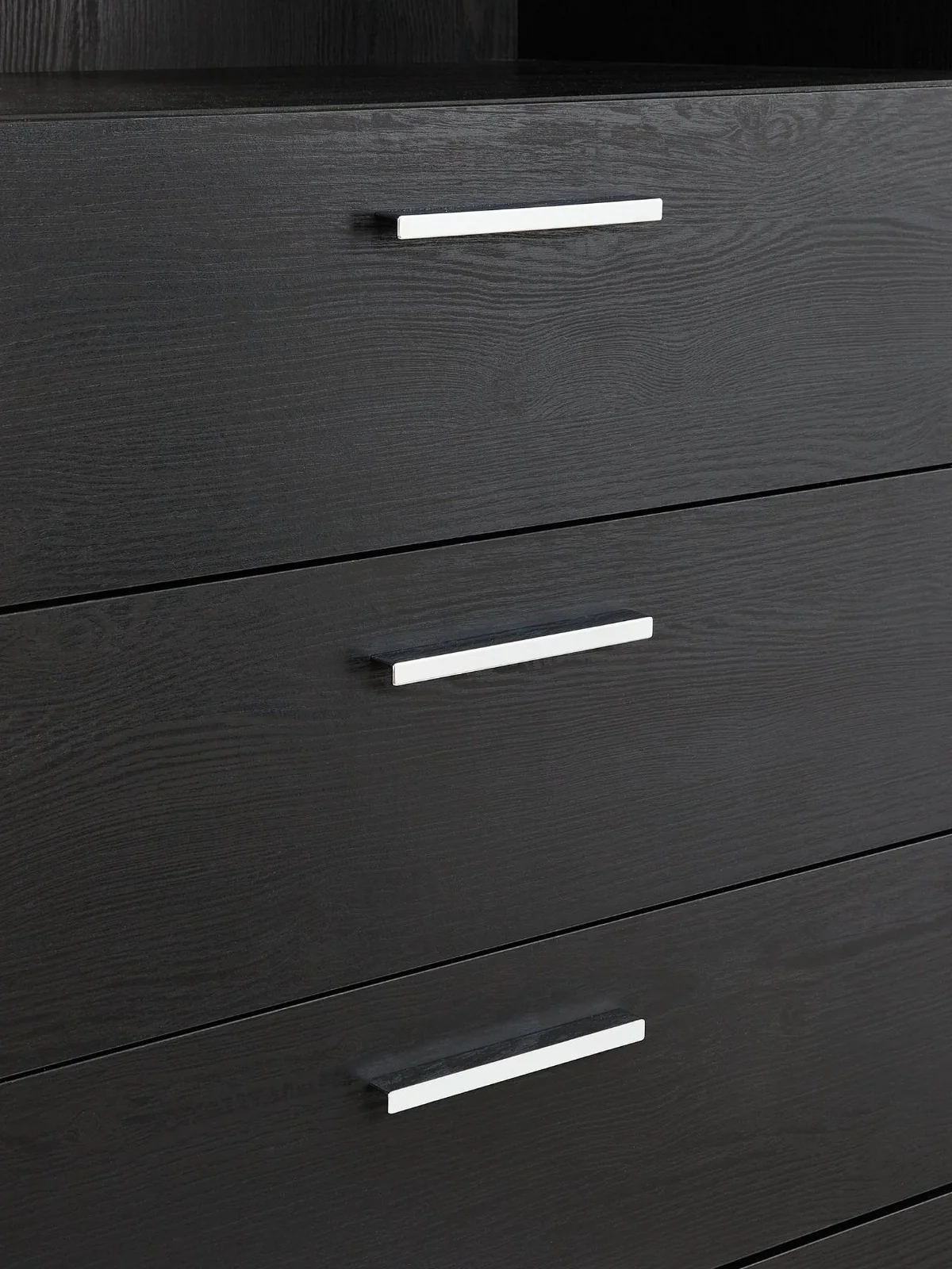 Panama 3 Door 4 Drawer Combi Wardrobe Black | Mirror & Shelves | Hanging Storage - Image 6