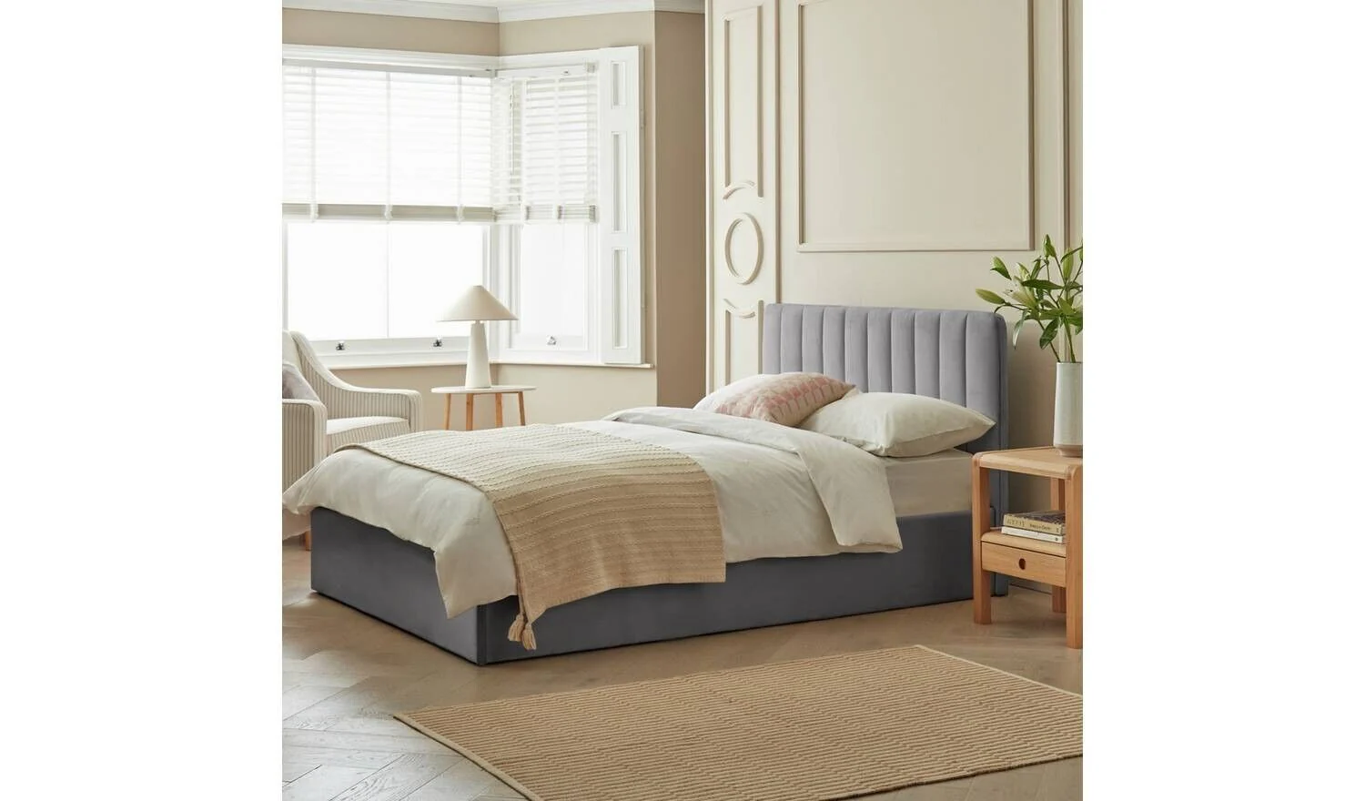 Pandora Small Double End Lift Ottoman Bed Grey Modern Bedroom Storage - Image 2