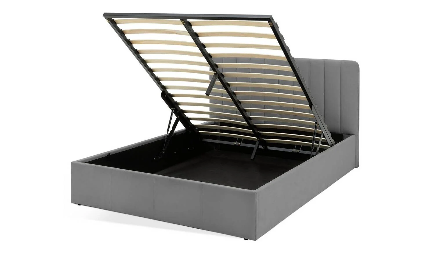 Pandora Small Double End Lift Ottoman Bed Grey Modern Bedroom Storage - Image 3
