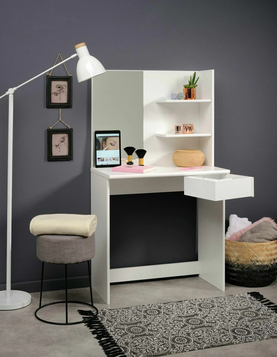 Parisot Dressing Table White Modern and Stylish Bedroom Furniture with Storage - Image 4