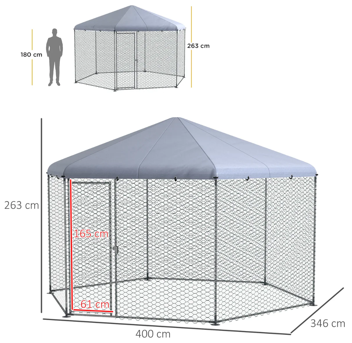 PawHut 4 x 3.5 x 2.6m Chicken Coop for 1015 Chickens Hens Rabbits Ducks Outdoor - Image 2