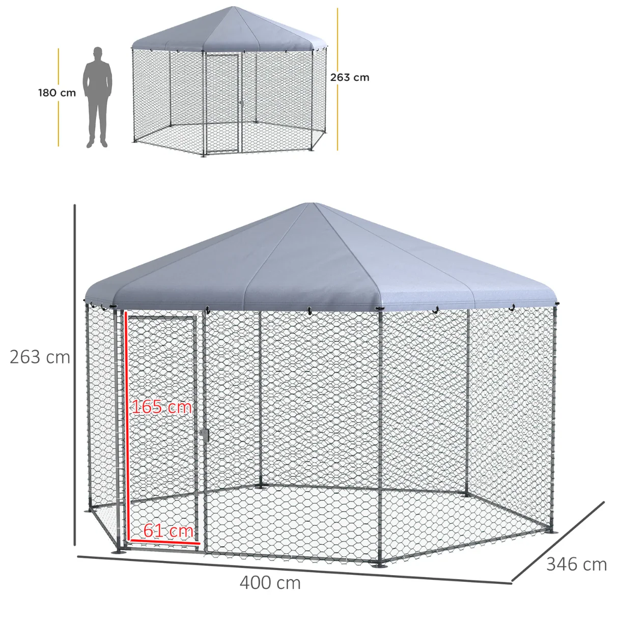 PawHut 4 x 3.5 x 2.6m Chicken Coop for 1015 Chickens Hens Rabbits Ducks Outdoor - Image 3