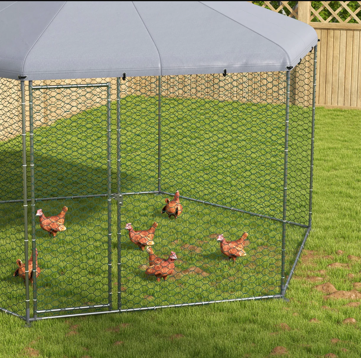 PawHut 4 x 3.5 x 2.6m Chicken Coop for 1015 Chickens Hens Rabbits Ducks Outdoor - Image 6