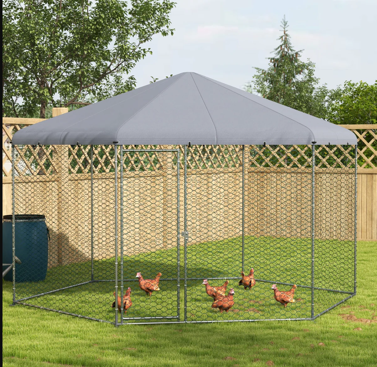 PawHut 4 x 3.5 x 2.6m Chicken Coop for 1015 Chickens Hens Rabbits Ducks Outdoor - Image 8
