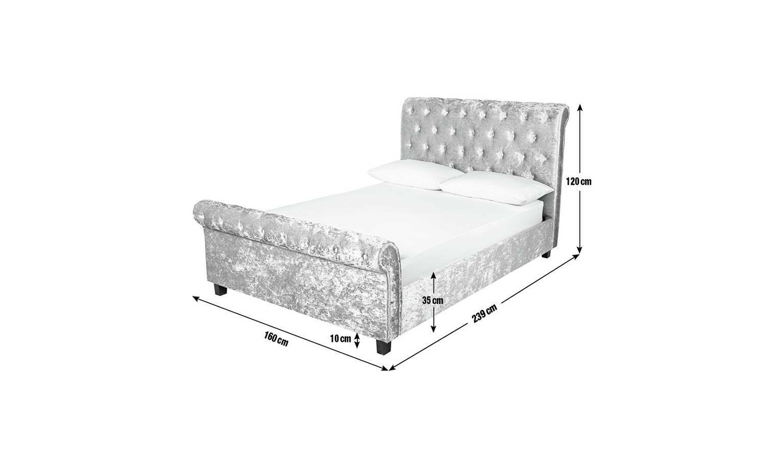 Penelope Crushed Velvet Kingsize Bed Silver Luxurious Bedroom Furniture - Image 11