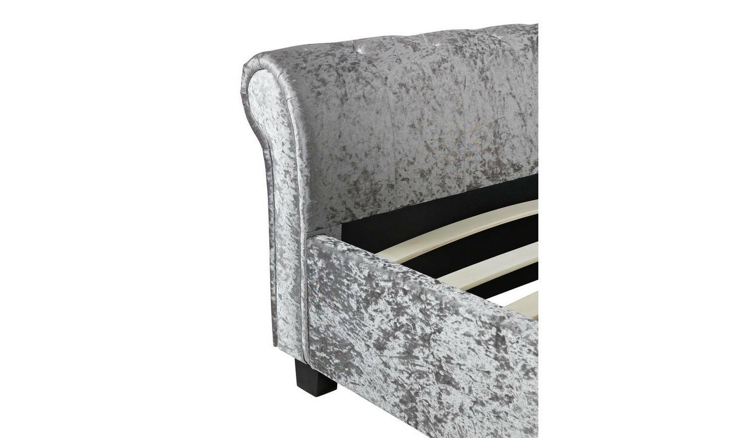 Penelope Crushed Velvet Kingsize Bed Silver Luxurious Bedroom Furniture - Image 8