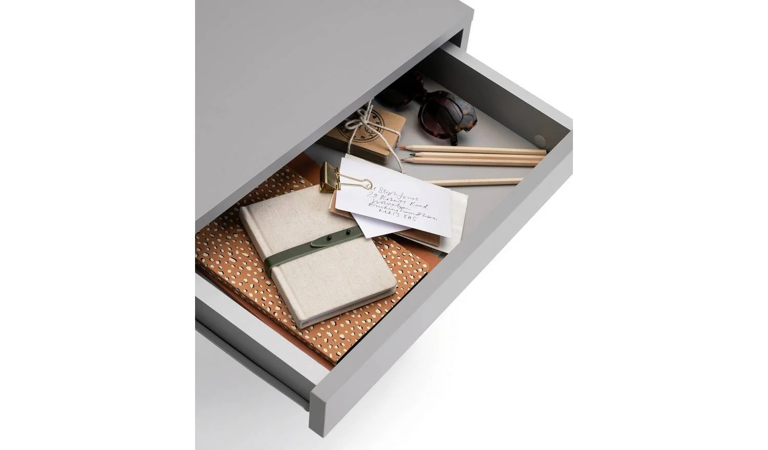 Pepper 2 Drawer Desk Grey Modern Home Office Furniture With Storage - Image 7