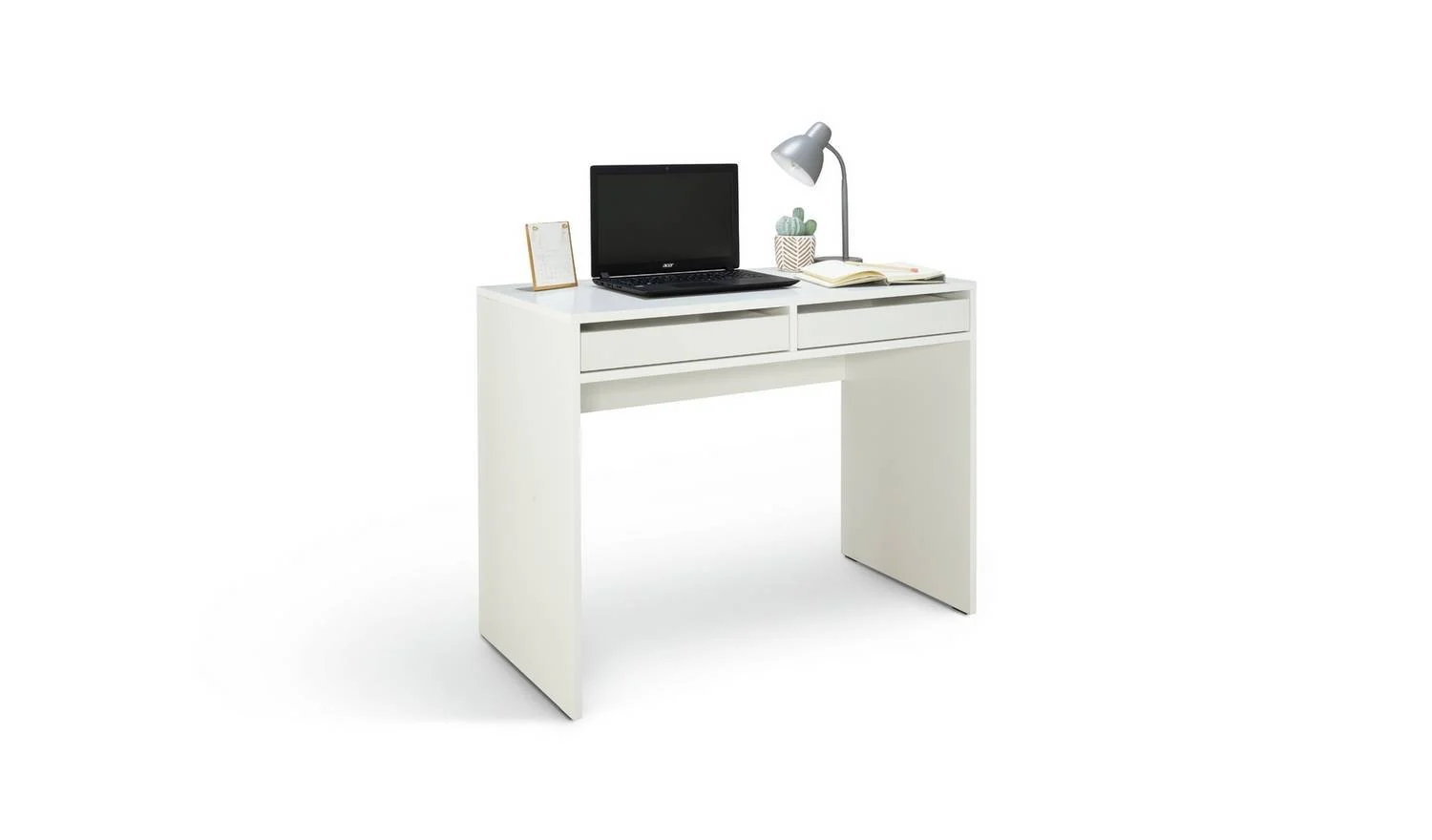 Pepper 2 Drawer Desk White Compact Study Table With Drawers - Image 3