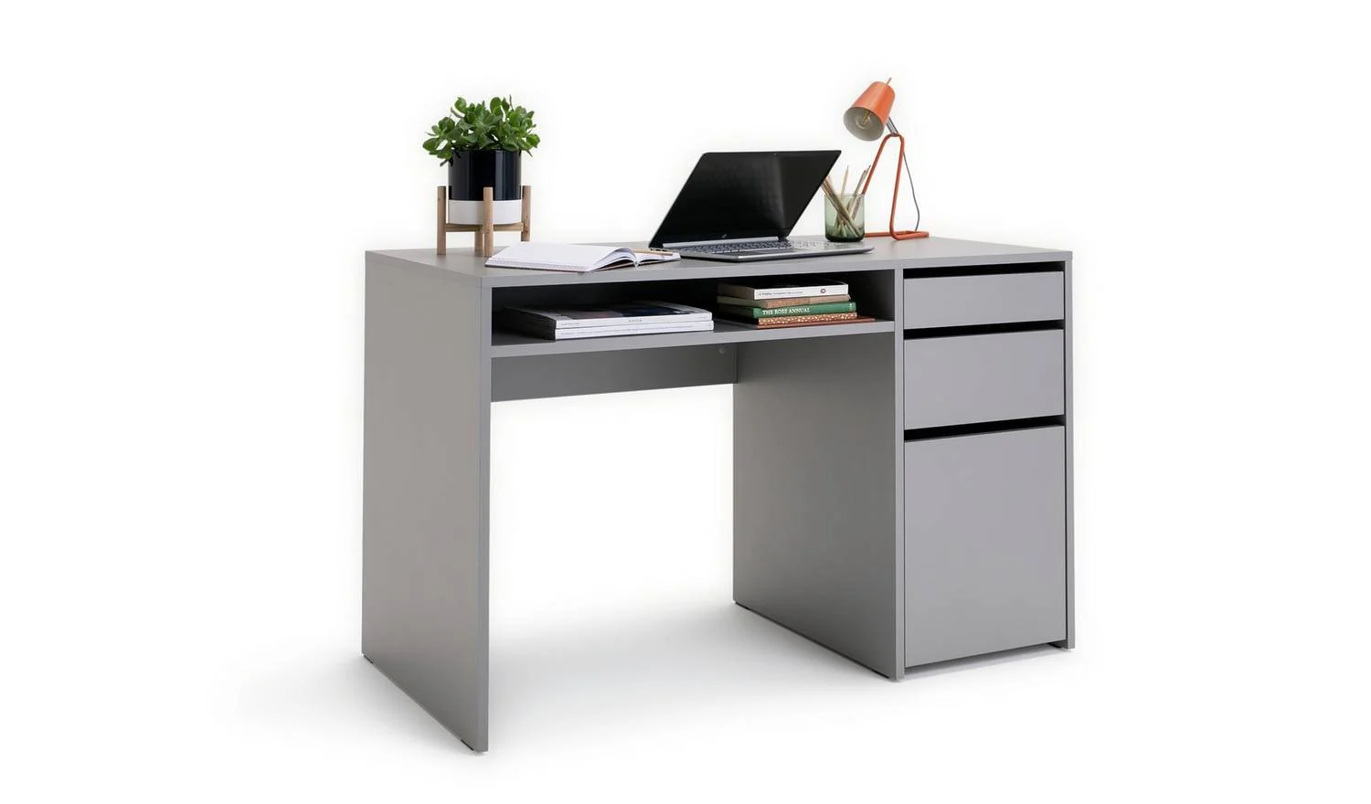 Pepper 2 Drawer Pedestal Office Desk Grey Compact Study Table - Image 3
