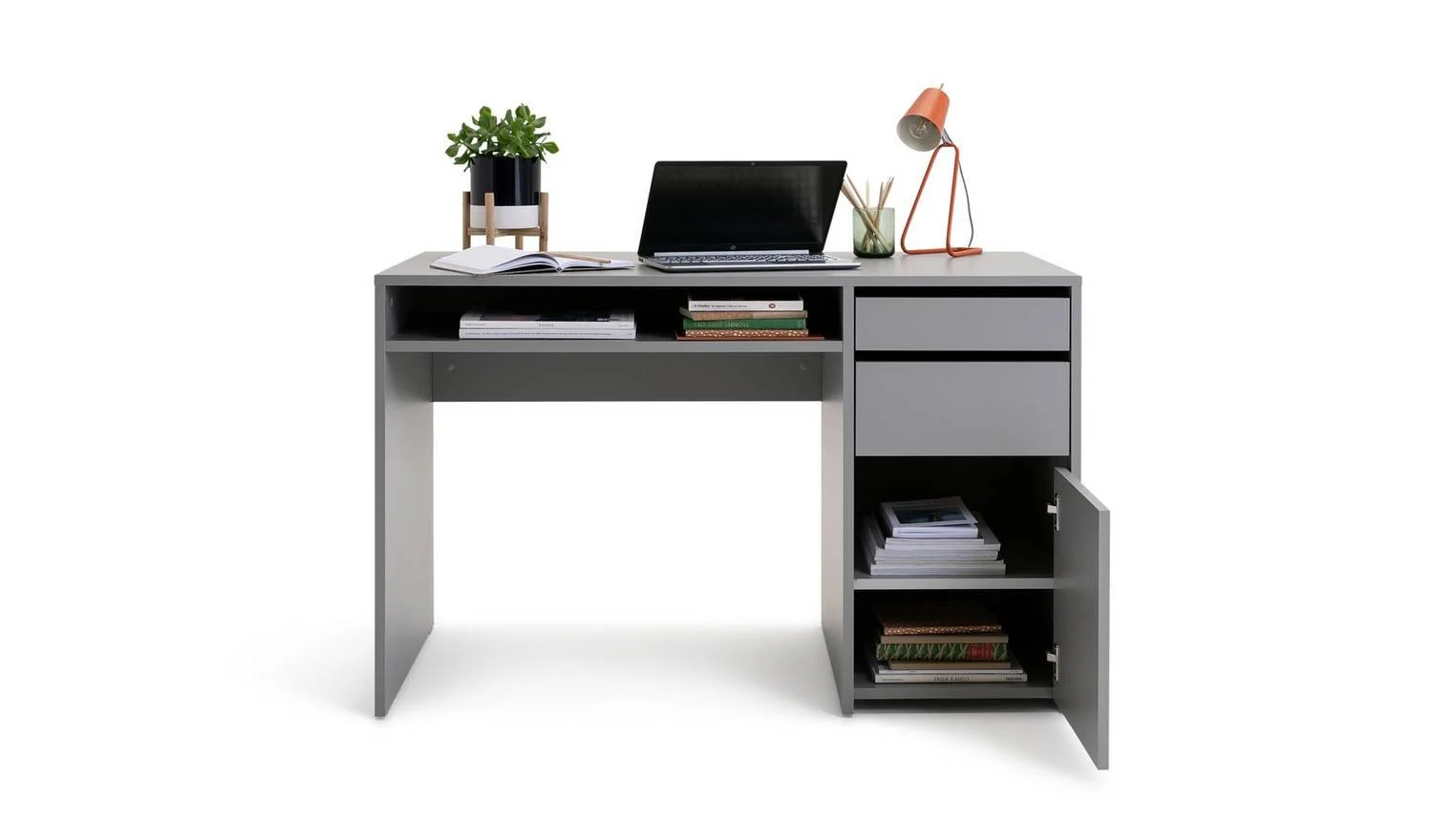 Pepper 2 Drawer Pedestal Office Desk Grey Compact Study Table - Image 4