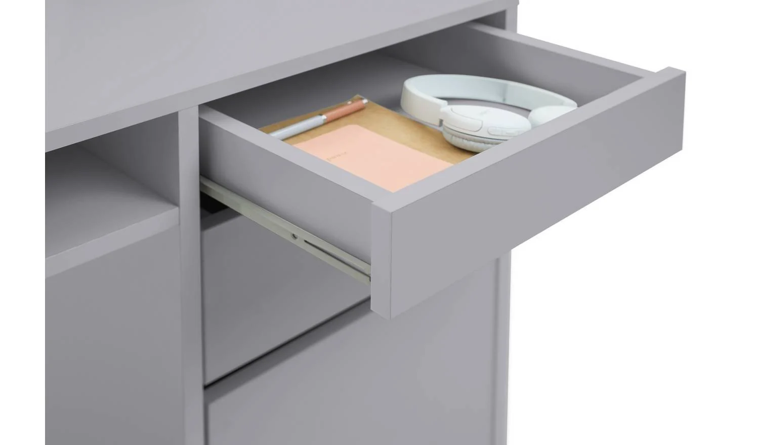 Pepper 2 Drawer Pedestal Office Desk Grey Compact Study Table - Image 6