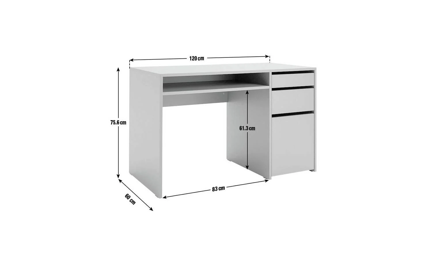 Pepper 2 Drawer Pedestal Office Desk Grey Compact Study Table - Image 7