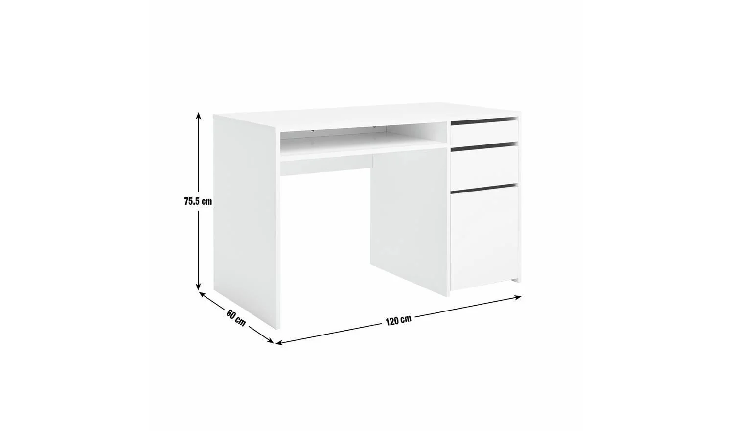 Pepper 2 Drawers Large Office Desk White Modern Home Workspace - Image 2