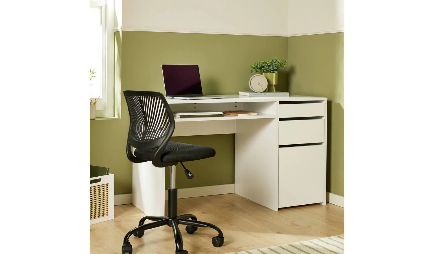 Pepper 2 Drawers Large Office Desk White Modern Home Workspace - Image 3