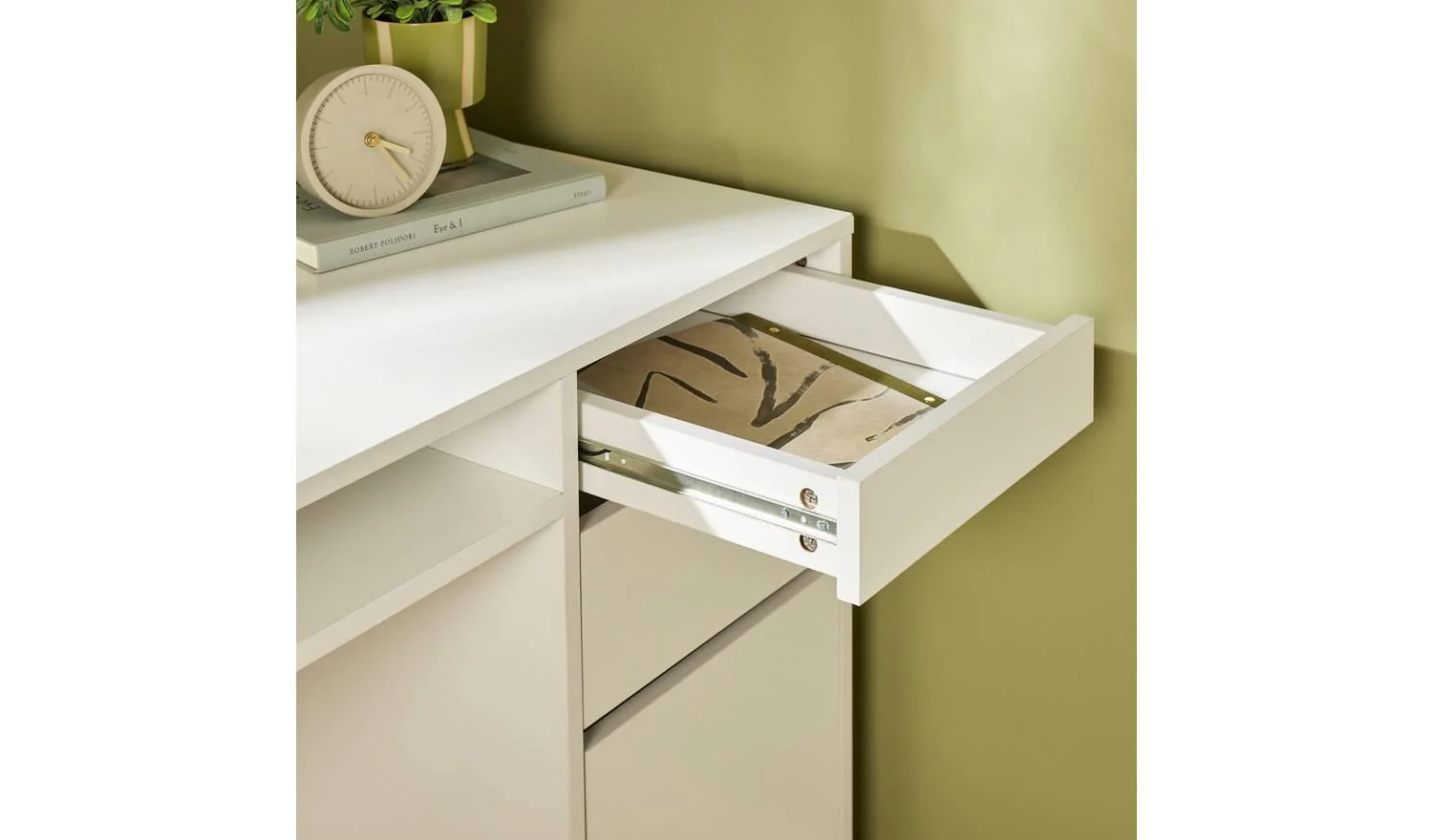 Pepper 2 Drawers Large Office Desk White Modern Home Workspace - Image 5