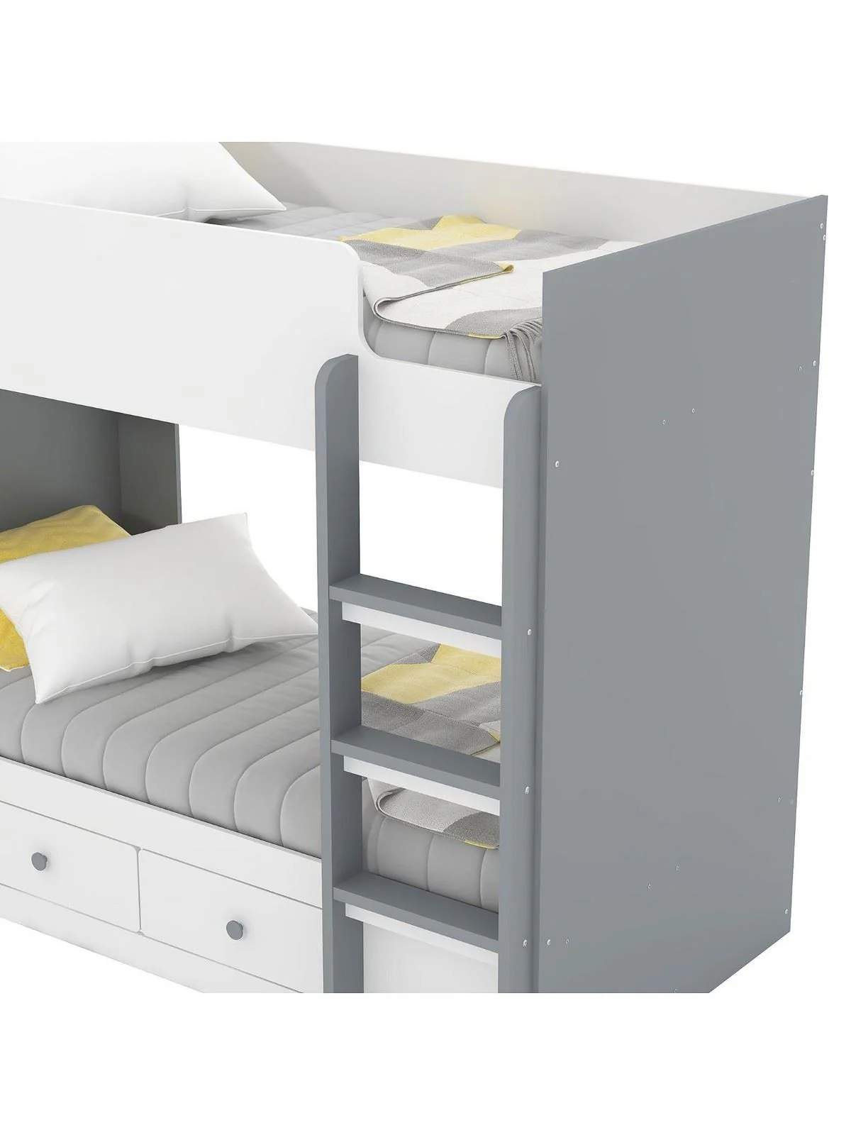 Peyton Storage Bunk Bed White Grey Kids Childrens Single Space Saving Furniture - Image 5