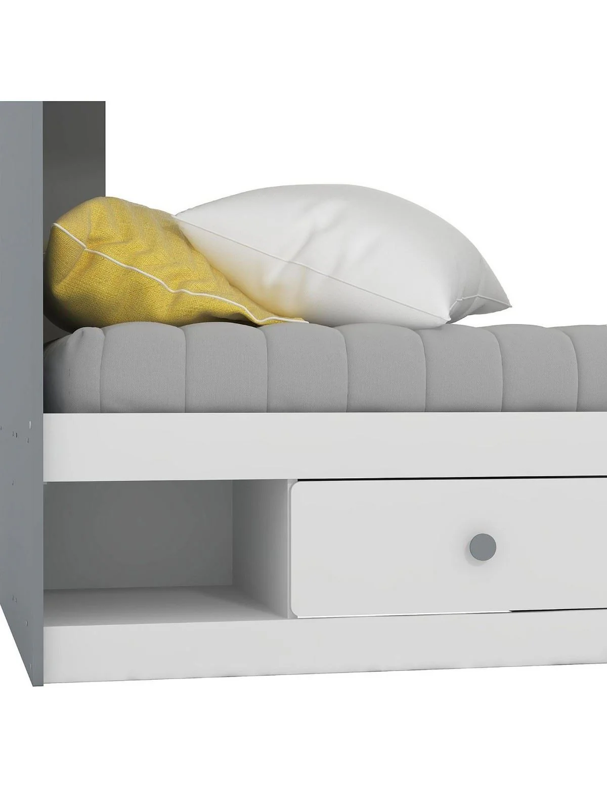 Peyton Storage Bunk Bed White Grey Kids Childrens Single Space Saving Furniture - Image 6