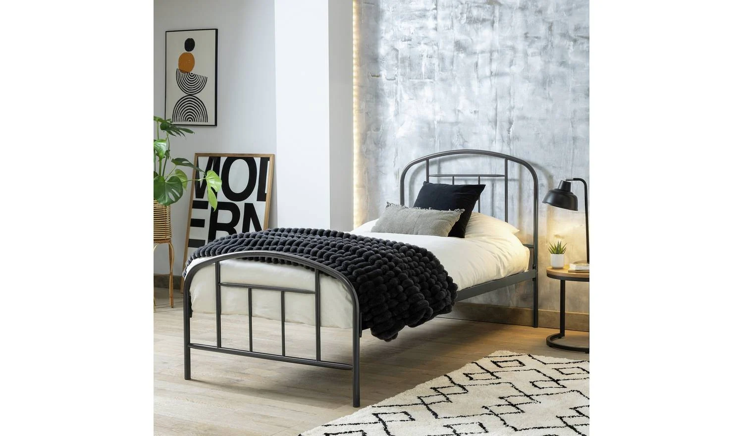 Pippa Single Metal Bed Frame Dark Grey Stylish Bedroom Furniture - Image 2
