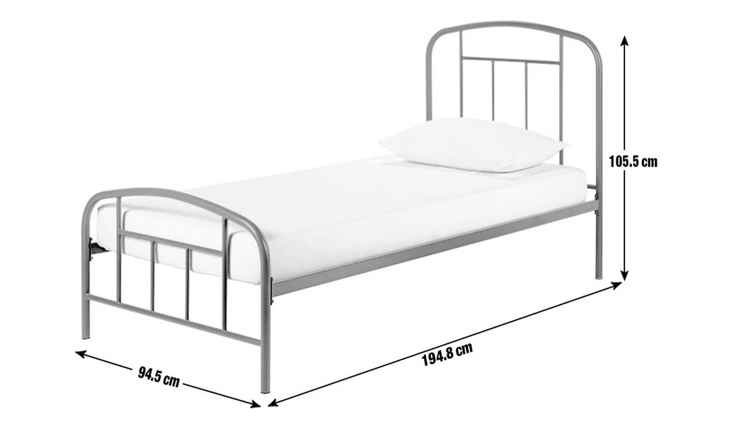 Pippa Single Metal Bed Frame Dark Grey Stylish Bedroom Furniture - Image 3